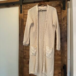 Cream Open-Front Knit Sweater